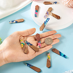 12Pcs 6 Colors Resin and Walnut Pendants&nbsp;FIND-TA0006-36D