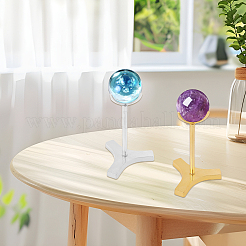 2セット2色の合金と鉄のクリスタルボールホルダー  三角形  プラチナ·ゴールデン  80x80x120mm  1セット/色&nbsp;ODIS-CA0001-27