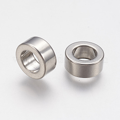 変色しにくい201ステンレススチールビーズ  大穴ビーズ  コラム  ステンレス鋼色  10x4mm  穴：6mm&nbsp;STAS-F141-14P