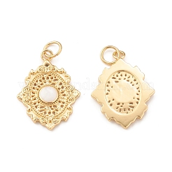 環境に優しい真鍮エナメルペンダント  丸カン付き  鉛フリー＆カドミウムフリー  花のチャーム  18KGP本金メッキ  ホワイト  21.5x16x1.5mm  穴：3.5mm&nbsp;KK-I698-06A