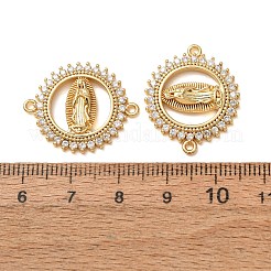 Brass Micro Pave Clear Cubic Zirconia Connector Charms&nbsp;CU-CBA4579-18G