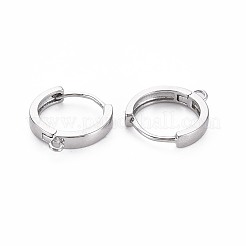 真鍮製のハギーフープピアス  ジュエリー作りのための  ニッケルフリー  プラチナメッキ  17x15x3mm  穴：1.2mm  ピン：1mm&nbsp;X-KK-S364-158