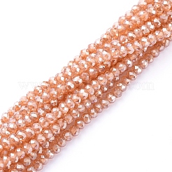 電気メッキガラスビーズセット  パール光沢メッキ  多面カット  ロンデル  砂茶色  2x1.5mm  穴：0.6mm  約208~220個/連  34~36cm&nbsp;EGLA-F149-PL-02