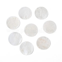 カピスシェルペンダント  フラットラウンド  ホワイトスモーク  20~20.5x0.5~1.5mm  穴：1.2mm&nbsp;X-SHEL-S274-71D