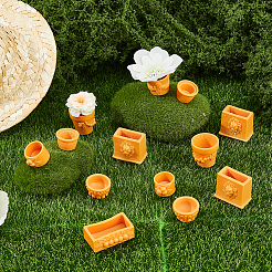 14個 7スタイル 樹脂製植木鉢 ミニチュア装飾品  ガーデンドールハウスアクセサリー  ダークオレンジ  21.5x25.5x14mm  2個/スタイル&nbsp;AJEW-FH0007-26