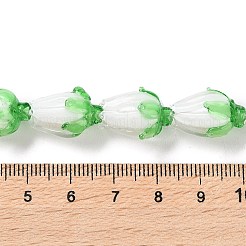 手作りランプワークビーズ連売り  ユリ  ライム  16x12x10.5mm  穴：1.6mm  約30個/連  18.98''（48.2センチメートル）&nbsp;LAMP-Q036-02