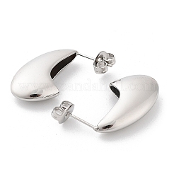 変色しない304ステンレススチールスタッドピアス  三日月  ステンレス鋼色  22x5.5mm&nbsp;EJEW-H115-14P