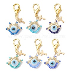 Handmade Evil Eye Lampwork Pendant Decorations&nbsp;HJEW-MZ00374