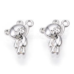 ラックメッキ合金チャーム  カドミウムフリー＆鉛フリー  クマ  銀  14.5x11.5x4mm  穴：1.4mm&nbsp;LS-PALLOY-WH0103-01S