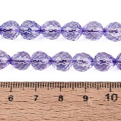 クラックル透明ガラスビーズ連売り  苺  多面カット  紫色のメディア  8~9x7.5~8.5mm  穴：1.2~1.4mm  約41~43個/連  13.98~14.37インチ（35.5~36.5cm）&nbsp;GLAA-N068-04A-07