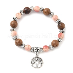 Flat Round with Tree of Life Alloy Charm Bracelets&nbsp;BJEW-JB12358-02