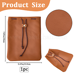 牛革のコインウォレット  巾着袋  ワックスコードと  砂茶色  18x13.9x0.7cm&nbsp;AJEW-WH20002-33B-02