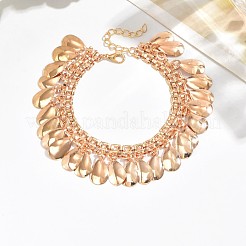 女性用ボヘミアン風真鍮ティアドロップタッセルアンクレット  ゴールドカラー  8-1/4インチ（210mm）&nbsp;FS-WGD2946-01
