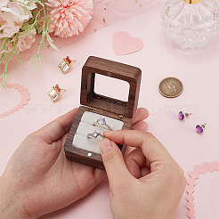 四角い木製指輪ギフトマグネットボックス  透明な窓とスポンジ付き  ホワイトスモーク  5.5x5.5x3.8cm&nbsp;CON-WH0089-109B