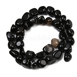 天然石黒瑪瑙ビーズ連売り  染め＆加熱  タンブルストーン  ナゲット  7~11x7~13mm  穴：0.8~1mm  約38個/連  15.35インチ（39cm）&nbsp;G-L630-F01-01H