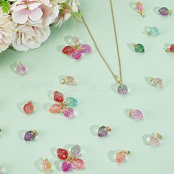 60Pcs 6 Colors Two Tone Transparent Spray Painted Glass Pendants&nbsp;GLAA-HY0001-47