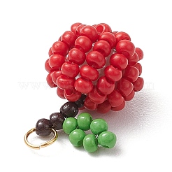 Handmade Glass Seed Beaded Apple Pendants&nbsp;PALLOY-MZ00483-01