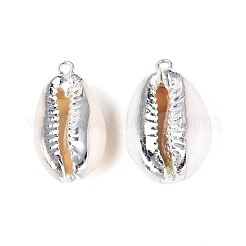 Electroplated Natural Cowrie Shell Pendants&nbsp;SSHEL-T017-36