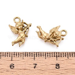 304ステンレススチールチャーム  矢印とキューピッド  ゴールドカラー  14.5x10.5x3mm  穴：1.6~1.8mm&nbsp;STAS-T072-132G