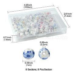 64Pcs 8 Colors Flower Printed Floral Printed Porcelain Beads&nbsp;PORC-FS0001-06