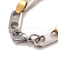 PVD Vacuum Plating 201 Stainless Steel Oval Link Chain Bracelets&nbsp;STAS-E160-04GP