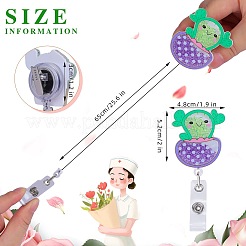 ラインストーン流砂効果アクリル & ABS プラスチックバッジリール  格納式バッジホルダー  ライラック  102mm  サボテン：52x48mm&nbsp;AJEW-SZ0002-48E