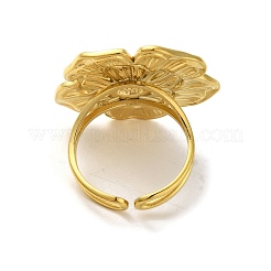 Ion Plating(IP) 304 Stainless Steel Flower Open Cuff Ring for Women&nbsp;RJEW-C083-05G