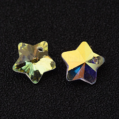 スターファセットK9ガラスチャーム  模造オーストリアのクリスタル  透明  10.5x10.5x5mm  穴：1mm&nbsp;EGLA-O006-04B