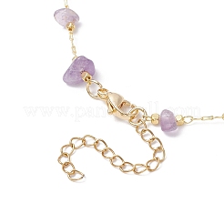 3Pcs 3 Styles Natural Sunstone & Green Aventurine & Amethyst Chip & Brass Handmade Link Chain Necklaces for Women&nbsp;NJEW-JN05573