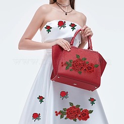 12個 3スタイルの花の刺繍ポリエステル布アイロンパッチ  マスクと衣装のアクセサリー  パイルレットアップリケ  ファイヤーブリック  57.5~130x50~240x1.5mm  4個/スタイル&nbsp;PATC-GA0001-52