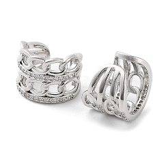 Brass Micro Pave Cubic Zirconia Cuff Earrings&nbsp;EJEW-D088-09P