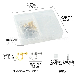 12Pcs 3 ColorS Brass Screw On Clip-on Earring Findings&nbsp;KK-FS0001-32