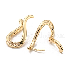 Brass with Clear Cubic Zirconia Hoop Earrings&nbsp;EJEW-B035-36KCG