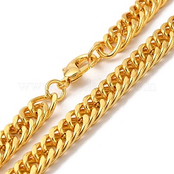 女性と男性のための鉄製キューバチェーンネックレス  ゴールドカラー  23.62インチ（60cm）  リンク：9.5x7.5x4mm&nbsp;NJEW-A028-01H-G