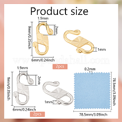 スターリングシルバーのS字フック留め金4色、2つの刻印付き。  ジュエリー作成用のコネクタコンポーネント  スエード生地スクエアシルバー磨きクロス925枚付き。  プラチナ·ゴールデン  1mm  穴: 9x6x1x.2mm  1.9個/カラー&nbsp;FIND-BC0005-14B