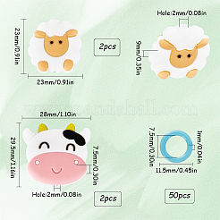 4Pcs 2 Styles Sheep & Cow Silicone Beads Knitting Needle Protectors/Knitting Needle Stoppers&nbsp;DIY-SC0023-94