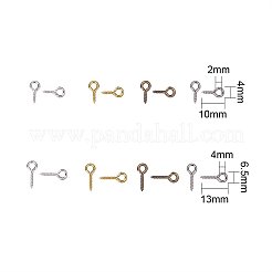 マルチカラー長さ10mm / 13mmアイアンスクリューアイボルト、片穴ビーズアイピンパーツセット  約1840個/箱  ミックスカラー  10~13x4~6.5x1~1.5mm  穴：2~4mm&nbsp;IFIN-PH0010-02