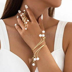 Round Alloy Cuff Bangles & Cuff Rings Sets&nbsp;FS-WG28087-01