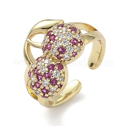 Brass Micro Pave Cubic Zirconia Cuff Rings&nbsp;RJEW-H256-14G-02