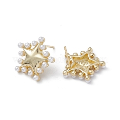 Long-Lasting Plated Brass Stud Earrings with Plastic Pearl for Women&nbsp;X-EJEW-A088-09G