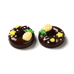 不透明樹脂模造食品デコデンカボション  ドーナツ  ココナッツブラウン  19~20x8~10.5mm&nbsp;CRES-M014-01D