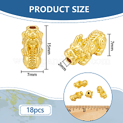 18個の合金ビーズ  中国語キャラクターカイとピクシー  24KGP本金メッキ  15x7x7mm  穴：2mm&nbsp;PALLOY-BC0001-16B