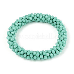Faceted Opaque Glass Beads Stretch Bracelets&nbsp;BJEW-S144-002E-03-01