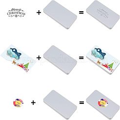 ブリキボックス  ビーズ保存容器  収納ボックス  長方形  プラチナ  17x19x1.5cm  8個/箱&nbsp;CON-BC0001-57