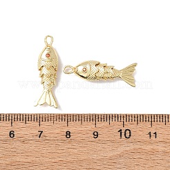 真鍮製マイクロパヴェキュービックジルコニアペンダント  魚のチャーム  カドミウムフリー＆鉛フリー  ラックめっき  長持ちメッキ  丸カン付き  18KGP本金メッキ  オレンジ  26x9x5.5mm  穴：2.5x1.5mm&nbsp;KK-C143-52B-G