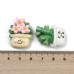 オペーク樹脂カボション  鉢植え  ミックスカラー  22.5~28x21~23.5x10~12mm&nbsp;RESI-K043-22
