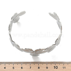 Non-Tarnish Flower 304 Stainless Steel Open Cuff Bangles for Women&nbsp;BJEW-M313-05P