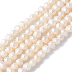 天然養殖淡水パールビーズ連売り  グレード3a++  ポテト  桃パフ  3~4mm  穴：0.7mm  約97~99個/連  13.31''~13.78''（33.8~35センチメートル）&nbsp;PEAR-I007-07L-06