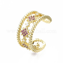 Cubic Zirconia Star Open Cuff Ring&nbsp;RJEW-N037-006D