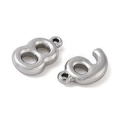 10個10スタイル304ステンレススチールペンダント  数0~9  ステンレス鋼色  16.5~11x7~11x3~3.5mm  穴：1.4~1.5mm  1個/スタイル&nbsp;STAS-K312-01P